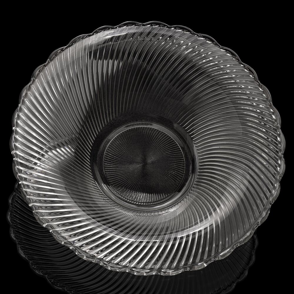 Vintage Federal Glass Diana 12” Swirl Ribbed Bowl ArtDeco Depression Centerpiece